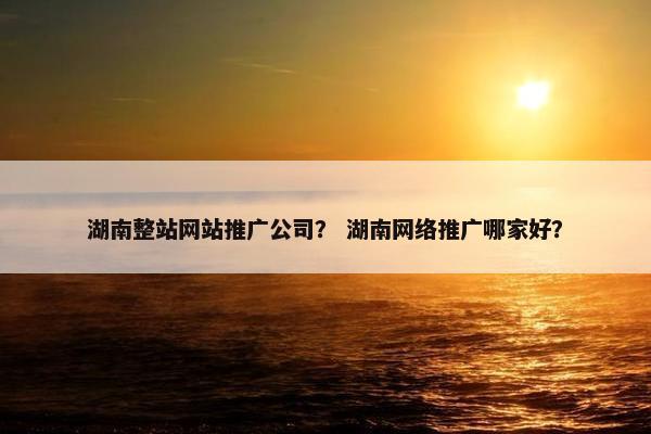 湖南整站网站推广公司？ 湖南网络推广哪家好？
