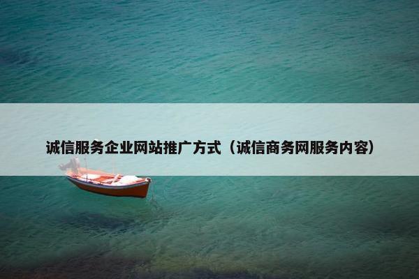 诚信服务企业网站推广方式（诚信商务网服务内容）